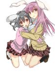  2girls contemporary inaba_tewi kiyu2min multiple_girls pullover reisen_udongein_inaba skirt touhou 