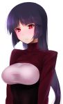  1girl akira_(natsumemo) blush breasts bust large_breasts natsume_(pokemon) pokemon red_eyes solo taut_clothes taut_shirt 