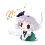  1girl bob_cut chibi grey_hair hair_ribbon hairband highres konpaku_youmu open_mouth ribbon short_hair solo touhou yume_shokunin 