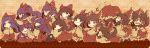  &gt;_&lt; /\/\/\ @_@ black_eyes black_hair bloomers bow chibi detached_sleeves doromizu gohei grin hair_bow hair_tubes hakurei_reimu hakurei_reimu_(pc-98) hands_in_sleeves hands_on_own_face leaning_on_person long_hair looking_at_viewer lying multiple_persona on_stomach polka_dot polka_dot_background purple_hair seiza sitting smile touhou touhou_(pc-98) underwear upside-down violet_eyes yin_yang 