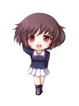  1girl akiyama_yukari brown_eyes brown_hair chibi girls_und_panzer highres kuena short_hair solo uniform 