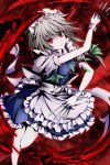  1girl artist_request braid izayoi_sakuya knife maid red_eyes silver_hair smile solo source_request touhou 