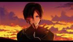  1boy black_hair blue_eyes clouds gloves heterochromia injury male mathuri red_eyes solo sunset tales_of_(series) tales_of_xillia tales_of_xillia_2 tears victor_(tales_of_xillia_2) 