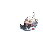  &gt;_&lt; 1girl chibi melty_blood nagato123 ponytail riesbyfe_stridberg silver_hair simple_background solo tantrum tears tsukihime white_background 