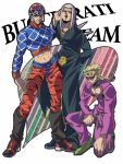  3boys blonde_hair giorno_giovanna guido_mista hat jojo_no_kimyou_na_bouken leone_abbachio midriff multiple_boys twistxx white_hair 