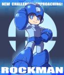  arm_cannon armor blue_eyes capcom helmet nintendo rockman rockman_(character) super_smash_bros. tonami_kanji weapon 