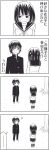  4koma blush comic highres monochrome original school_uniform serafuku skirt translated wakabayashi_toshiya 