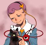  1girl cat hairband heart kaenbyou_rin kaenbyou_rin_(cat) komeiji_satori onikobe_rin purple_hair short_hair smile third_eye touhou violet_eyes 