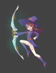  1girl akko_kagari bow drawfag grey_background hat highres little_witch_academia simple_background solo wand witch witch_hat 