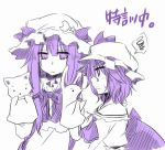  bat_wings crescent hand_puppet patchouli_knowledge puppet remilia_scarlet spoken_squiggle squiggle star touhou wings yuuta_(monochrome) 