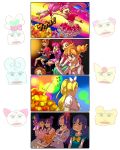  4koma :d akimoto_komachi aono_miki blonde_hair blue_hair closed_eyes comic couple cure_melody cure_rhythm explosion fresh_precure! futari_wa_precure futari_wa_precure_splash_star gaijin_4koma green_hair hanasaki_tsubomi heartcatch_precure! highres houjou_hibiki hyuuga_saki jumping kiss kurumi_erika minamino_kanade minazuki_karen mishou_mai misumi_nagisa momozono_love octopus open_mouth orange_hair owarine_miku pink_hair precure purple_hair school_uniform sleeping smile suite_precure yes!_precure_5 yukishiro_honoka yumehara_nozomi yuri 