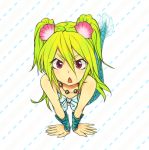  green_hair jewelry mermaid monster_girl muromi-san namiuchigiwa_no_muromi-san necklace red_eyes seashell shell twintails 