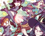  5girls akko_kagari broom character_request diana_cavendish glasses hat highres little_witch_academia lotte_yanson multiple_girls star sucy_manbabalan wand witch witch_hat 