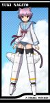  1girl akahige animal_ears brown_eyes cat_ears cat_tail cosplay crossover nagato_yuki purple_hair school_uniform serafuku short_hair solo strike_witches striker_unit suzumiya_haruhi_no_yuuutsu swimsuit tail 