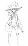  1girl gloves hat monochrome pcmaniac88 short_hair solo witch_hat 