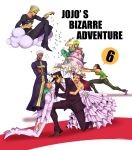  3girls 4boys bible clouds confetti enrico_pucci foo_fighters formal hat hermes_costello highres jojo_no_kimyou_na_bouken kuujou_jolyne kuujou_joutarou multiple_boys multiple_girls narciso_anasui nedayashi priest suit tuxedo weather_report wedding wedding_cake 