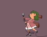  1girl animal_ears blush green_eyes green_hair hat kasodani_kyouko microphone microphone_stand onikobe_rin short_hair singing skirt solo touhou 