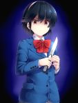  black_hair blazer bow brown_eyes hairband knife komitsu power_pro_kun_pocket power_pro_kun_pocket_10 school_uniform short_hair yandere yoshizuki_sara 