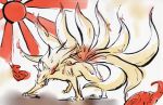  absurdres fur highres multiple_tails ninetales no_humans pokemon pokemon_(game) rising_sun solo sukoru tail 