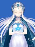  1girl blue_background closed_eyes eriance flat_chest long_hair simple_background solo 
