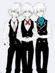  3boys bolo_tie cravat formal kagio_(muinyakurumi) multiple_boys multiple_persona nagisa_kaworu neon_genesis_evangelion smile spot_color vest 