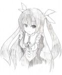  1girl breasts long_hair looking_at_viewer simple_background sketch smile solo very_long_hair white_background yuuani 
