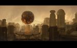  cityscape cloudy_sky dripping industrial letterboxed lu_ying no_humans pixiv_fantasia pixiv_fantasia_new_world sepia sphere 