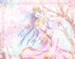  1girl blue_hair cherry_blossoms green_eyes habit index long_hair namo nun petals robe to_aru_majutsu_no_index 