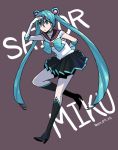  1girl 2013 aqua_eyes aqua_hair bilager bishoujo_senshi_sailor_moon boots character_name choker dated elbow_gloves gloves hatsune_miku high_heels knee_boots long_hair sailor_moon sailor_moon_(cosplay) skirt solo spring_onion twintails very_long_hair vocaloid 