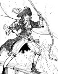  1girl alternate_costume drsunshine hat kirisame_marisa monochrome pirate rope solo touhou tricorne 