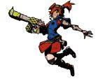  borderlands borderlands_2 gaige gloves goggles green_eyes grin gun highres jewelry necklace prosthesis redhead smile twintails weapon 