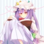  1girl akasata book crescent hat long_hair patchouli_knowledge purple_hair solo touhou very_long_hair violet_eyes 