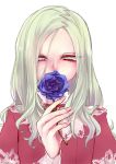  1boy androgynous flower inazuma_eleven_(series) inazuma_eleven_go inazuma_eleven_go_chrono_stone long_hair looking_at_viewer male simple_background solo tobi_(one) vanfeny_vamp white_background 