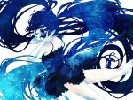  1girl blue_hair dcba dress hatsune_miku lace long_hair one-eyed pale_skin plant solo twintails very_long_hair vocaloid 