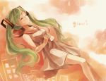  1girl closed_eyes dress green_hair hands_clasped hatsune_miku long_hair sailor_collar solo twintails very_long_hair vocaloid 