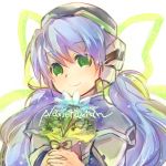  1girl blue_hair english flower green_eyes hat hoshino_yumemi long_hair misaki_kozue planetarian ribbon solo twintails very_long_hair 