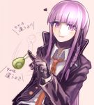  braid dangan_ronpa gloves jacket kirigiri_kyouko long_hair necktie purple_hair single_braid solo tmg violet_eyes 