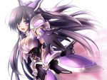  armor breasts cleavage d: date_a_live gloves highres midoriiro_no_shinzou outstretched_hand purple_hair tagme violet_eyes yatogami_tooka 