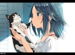  1girl blue_eyes blue_hair cat kimura_(ykimu) original short_hair 