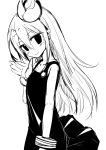  1girl blush flat_chest ico_(green_bullet) kimidori_(ico) long_hair looking_at_viewer monochrome original simple_background smile solo white_background 
