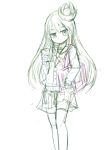  1girl ico_(green_bullet) kimidori_(ico) long_hair looking_at_viewer monochrome original simple_background sketch solo white_background 