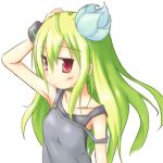  1girl green_hair kimidori_(ico) long_hair minamashiro original red_eyes simple_background solo white_background 