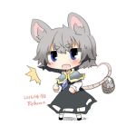 1girl animal_ears basket blue_eyes blush chibi grey_hair jewelry lowres mouse mouse_ears mouse_tail nazrin open_mouth pendant rebecca_(keinelove) short_hair tail touhou