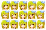  1girl blush character_sheet closed_eyes expressions ico_(green_bullet) kimidori_(ico) long_hair looking_at_viewer open_mouth original simple_background smile solo white_background 