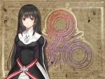  1girl black_hair kilmaria_aideen official_art red_eyes shining_(series) shining_ark taka_tony tanaka_takayuki wallpaper 