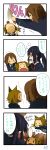  &gt;_&lt; /\/\/\ 3girls 4koma :d absurdres anger_vein animal_ears black_hair blush_stickers brown_eyes brown_hair comic dated drumsticks hairband highres hirasawa_yui k-on! long_hair mouth_hold multiple_girls nakano_azusa open_mouth school_uniform short_hair signature smile suan_ringo tail tainaka_ritsu thought_bubble tongue tongue_out translation_request twintails wavy_mouth wolf_ears wolf_tail xd |_| 
