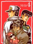  1girl 3boys baby beard black_hair facial_hair family gakuran glasses hat higashikata_jousuke jojo_no_kimyou_na_bouken joseph_joestar kuujou_joutarou long_coat multiple_boys pompadour school_uniform sunglasses tegaki tuque warai 