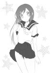  1girl aragaki_ayase long_hair monochrome ore_no_imouto_ga_konna_ni_kawaii_wake_ga_nai panties pantyshot sanzensai_michiru school_uniform serafuku underwear 