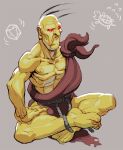  1boy bald belt indian_style muscle oetarou old_man oro red_eyes rope sitting solo street_fighter street_fighter_iii yellow_skin 