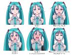  1girl angry aqua_eyes aqua_hair blush detached_sleeves hatsune_miku headset long_hair necktie oonishi_shunsuke open_mouth solo twintails vocaloid white_background 